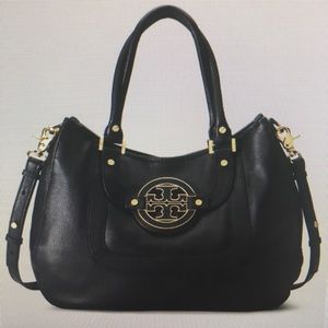 Tory Burch Amanda Leather Hobo, Black